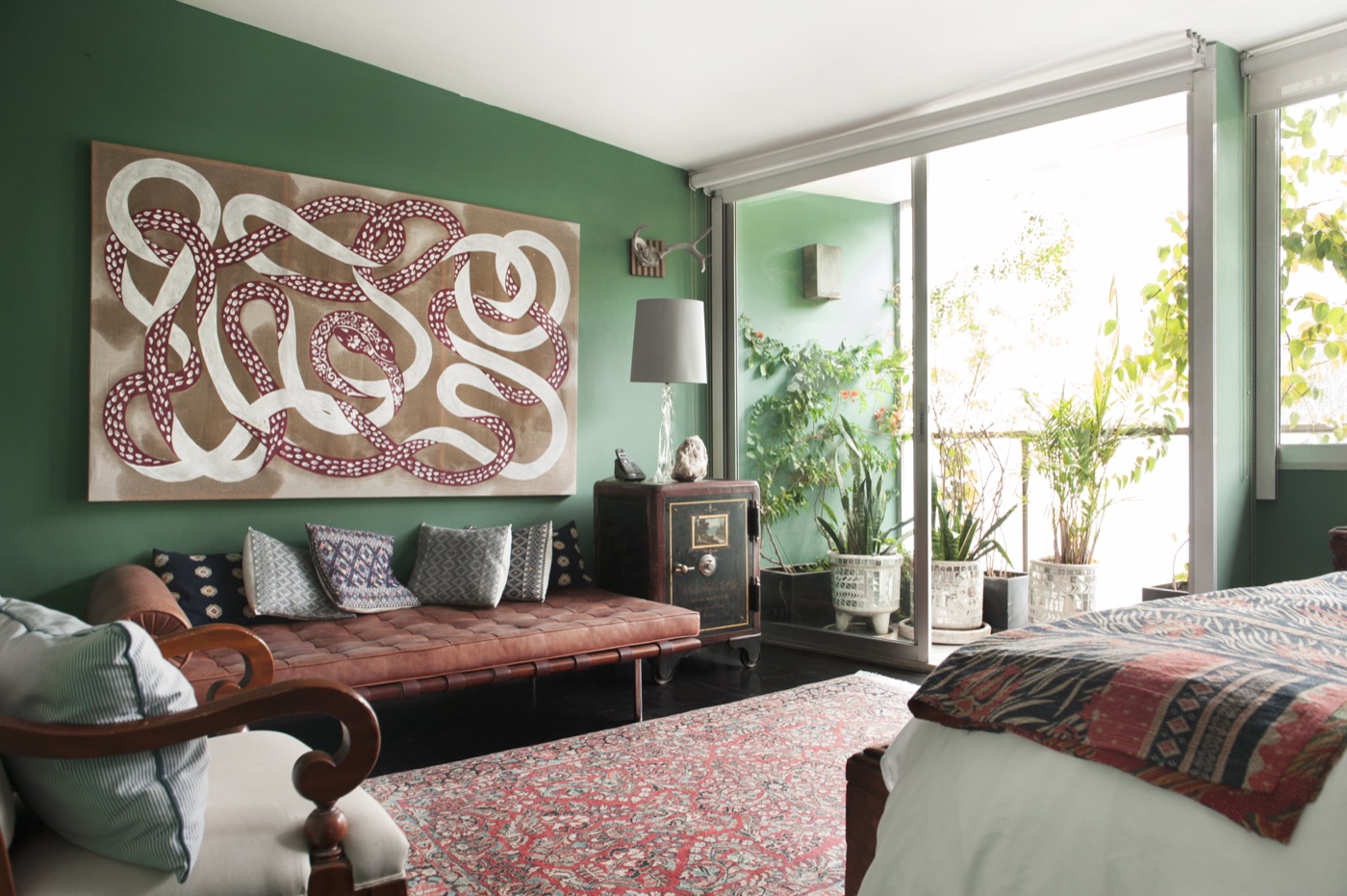 Art-Filled Townhouse — eclectic art collection wall